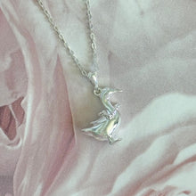 Load image into Gallery viewer, Solid 925 Sterling Silver Goose with Heart Necklace Pendant Necklace