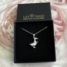 Load image into Gallery viewer, Solid 925 Sterling Silver Goose with Heart Necklace Pendant Necklace