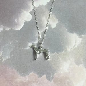 Stunning Solid 925 Sterling Silver Greyhound Whippet Pendant Necklace