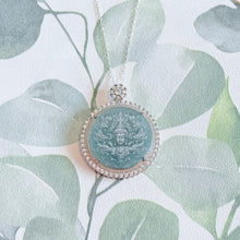 Load image into Gallery viewer, Certified Jade and Sterling Silver Crystal Guanyin Buddha Pendant Necklace