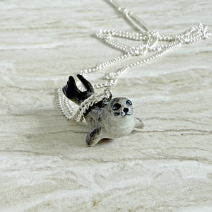 Harbour Seal Porcelain Animal Pendant Necklace