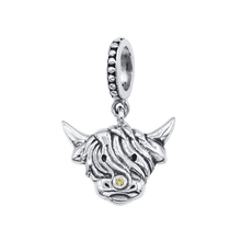 Load image into Gallery viewer, Sterling Silver Scottish Highland Cow Bracelet Charm