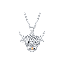 Load image into Gallery viewer, Sterling Silver Scottish Highland Cow Pendant Necklace