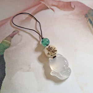 Lucky Genuine Icy Jade Fox Mobile Phone Bag Purse Charm