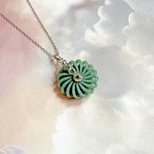 Load image into Gallery viewer, Certified Jade and Sterling Silver Crystal Flower of Love Pendant Necklace