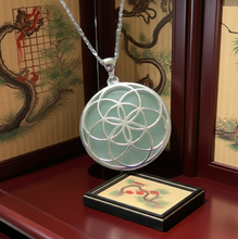 Load image into Gallery viewer, Sterling Silver Jade Flower of Life Pendant Necklace