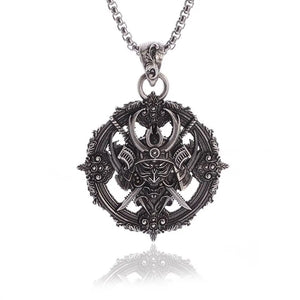 Japanese Black Samurai Mens Amulet Pendant Necklace
