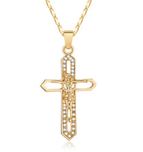 Load image into Gallery viewer, Gold Plated Jesus Crucifix Religious Christian Catholic Classic Pendant Necklace
