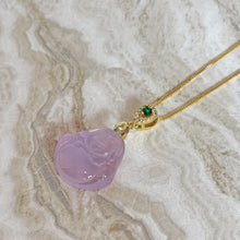 Load image into Gallery viewer, Certified Lavender Jade Buddha Pendant Necklace