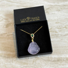 Load image into Gallery viewer, Certified Lavender Jade Buddha Pendant Necklace