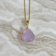 Load image into Gallery viewer, Certified Lavender Jade Buddha Pendant Necklace