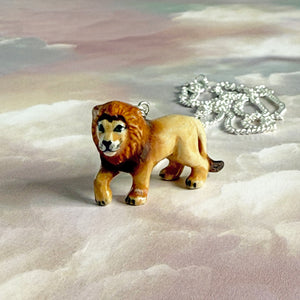 Lion Porcelain Animal Pendant Necklace
