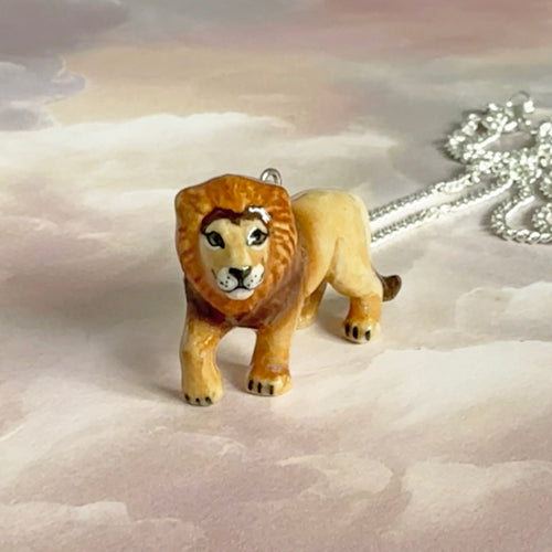 Lion Porcelain Animal Pendant Necklace