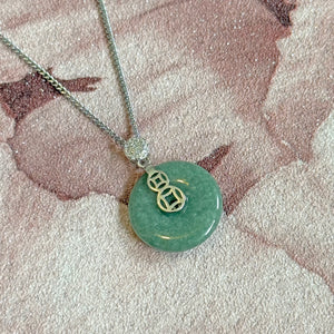 Certified Jade and Sterling Silver Agogo Pendant Necklace