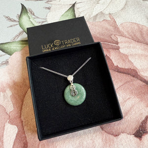 Certified Jade and Sterling Silver Agogo Pendant Necklace