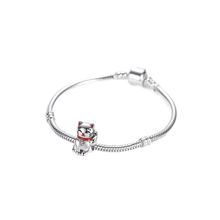 Load image into Gallery viewer, Sterling Silver Maneki Neko Lucky Cat Bracelet Charm
