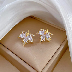 Crystal Canadian Maple Leaf Gold Pendant Jewellery Set