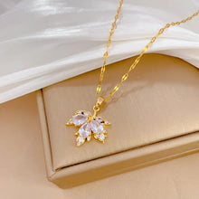 Load image into Gallery viewer, Crystal Canadian Maple Leaf Gold Pendant Jewellery Set