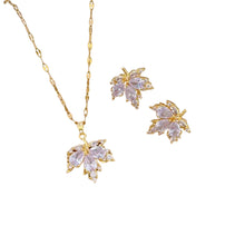 Load image into Gallery viewer, Crystal Canadian Maple Leaf Gold Pendant Jewellery Set
