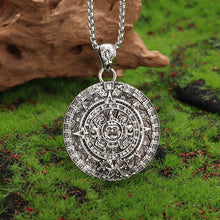 Load image into Gallery viewer, Mayan Calendar Aztec Mens Amulet Pendant Necklace