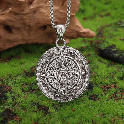 Mayan Calendar Aztec Mens Amulet Pendant Necklace