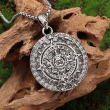 Load image into Gallery viewer, Mayan Calendar Aztec Mens Amulet Pendant Necklace