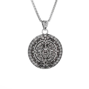 Mayan Calendar Aztec Mens Amulet Pendant Necklace