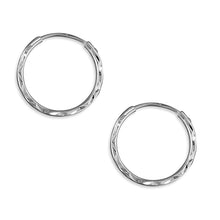 Load image into Gallery viewer, Sterling Silver Diamond-cut Sleeper Hoop Earrings