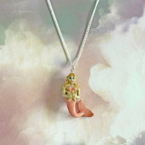 Mermaid Porcelain Pendant Necklace