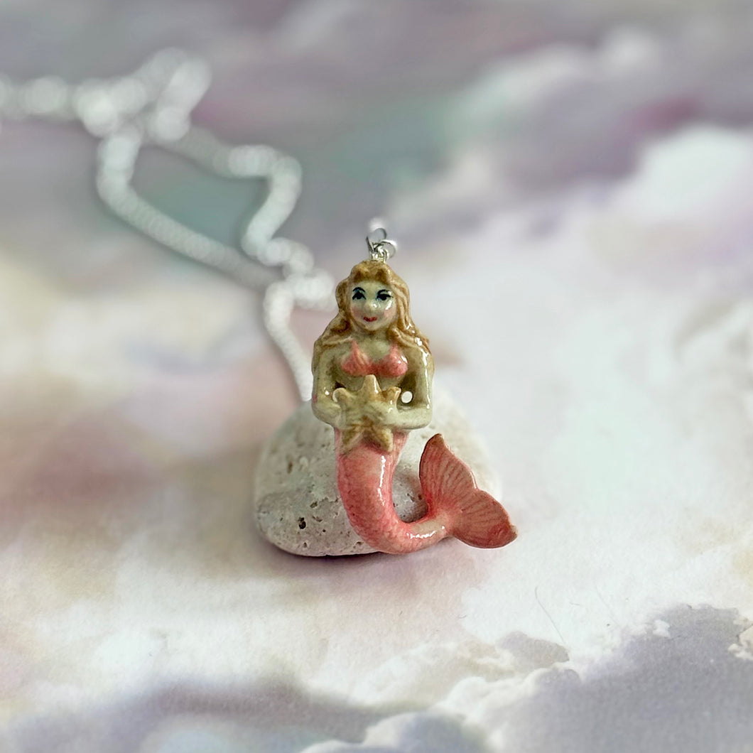 Mermaid Porcelain Pendant Necklace