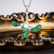 Load image into Gallery viewer, Real Paua Abalone Shell and Mother of Pearl Mistletoe Pendant Necklace