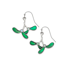 Load image into Gallery viewer, Real Paua Abalone Shell and Mother of Pearl Mistletoe Earrings