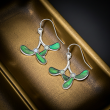 Load image into Gallery viewer, Real Paua Abalone Shell and Mother of Pearl Mistletoe Earrings