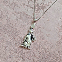 Load image into Gallery viewer, Solid 925 Sterling Silver and Moonstone Moon Gazing Hare Pendant Necklace