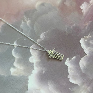 Solid 925 Sterling Silver Musical Notation Music Note Pendant Necklace
