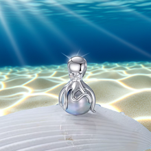 Load image into Gallery viewer, Octopus Bracelet Charm with Real Opal Crystals and a Blue Pearl