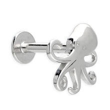Load image into Gallery viewer, Sterling Silver Octopus Labret Stud Earring for helix, tragus, and conch piercings