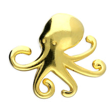 Load image into Gallery viewer, Gold Plated Sterling Silver Octopus Labret Stud Earring for helix, tragus, and conch piercings