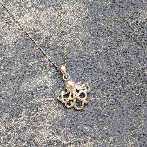 Solid 925 Sterling Silver Octopus Pendant Necklace