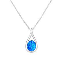 Load image into Gallery viewer, Blue Opal Elegant Teardrop Small Sterling Silver Pendant Necklace