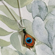 Load image into Gallery viewer, Peacock Feather Porcelain Pendant Necklace