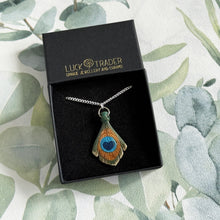 Load image into Gallery viewer, Peacock Feather Porcelain Pendant Necklace
