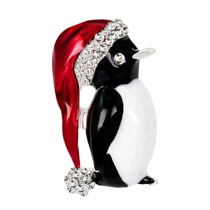 Crystal Christmas Penguin Pin Brooch