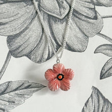 Load image into Gallery viewer, Pink Hibiscus Flower Porcelain Pendant Necklace