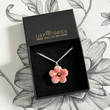 Load image into Gallery viewer, Pink Hibiscus Flower Porcelain Pendant Necklace