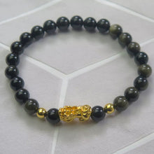 Load image into Gallery viewer, Real Black Obsidian Pixiu Feng Shui Wealth and Good Luck Bracelet