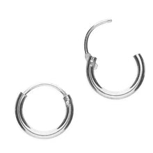 Load image into Gallery viewer, Sterling Silver Small Plain Hinged Micro Huggie Hoop Earrings