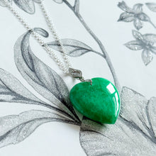Load image into Gallery viewer, Certified Jade Heart Pendant Necklace