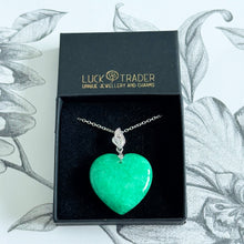 Load image into Gallery viewer, Certified Jade Heart Pendant Necklace