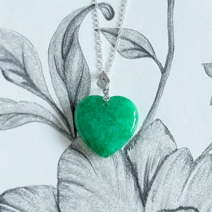 Certified Jade Heart Pendant Necklace